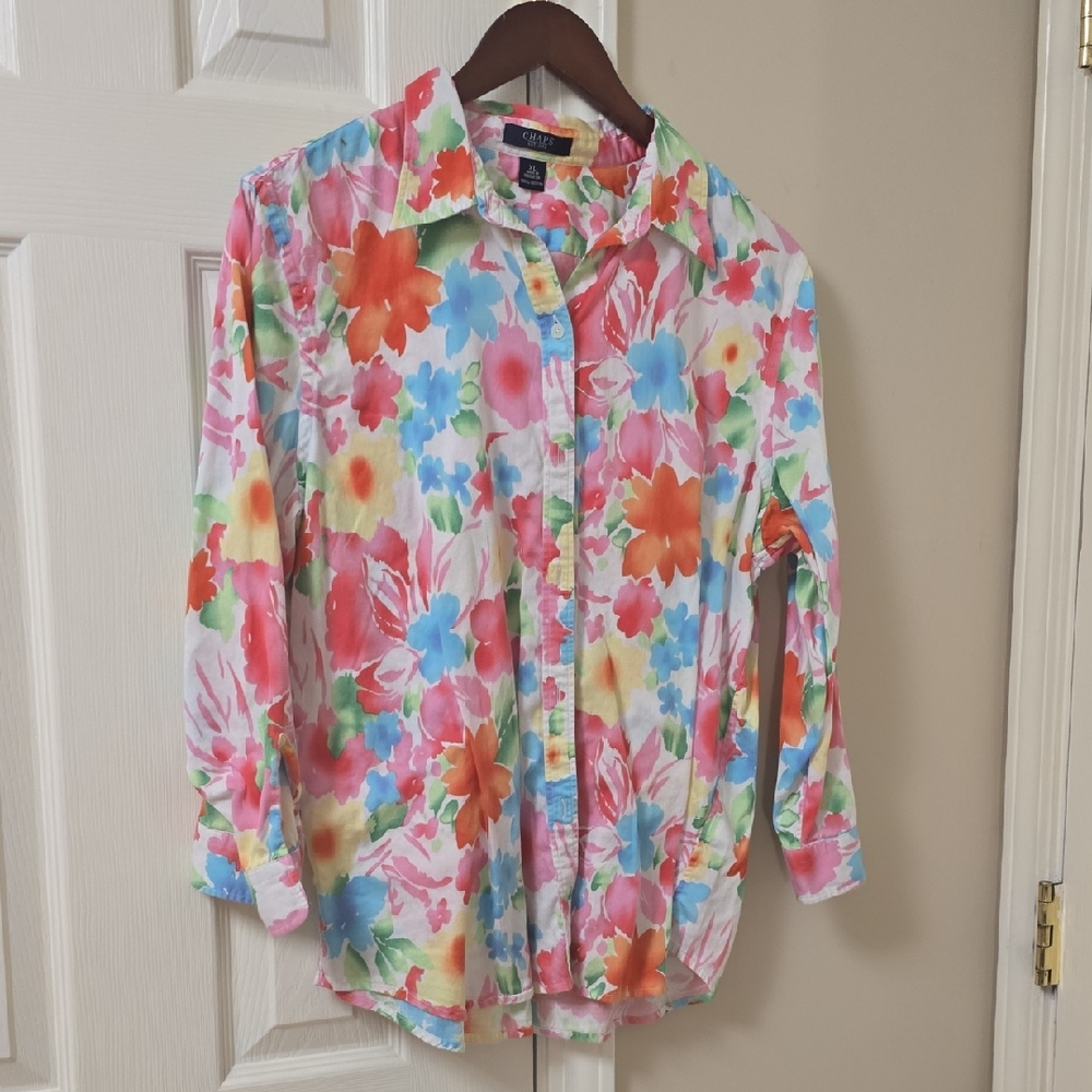 Chaps Floral Button Down Shirt - Multicolor